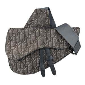 CHRISTIAN DIOR Black Canvas Shoulder Bag